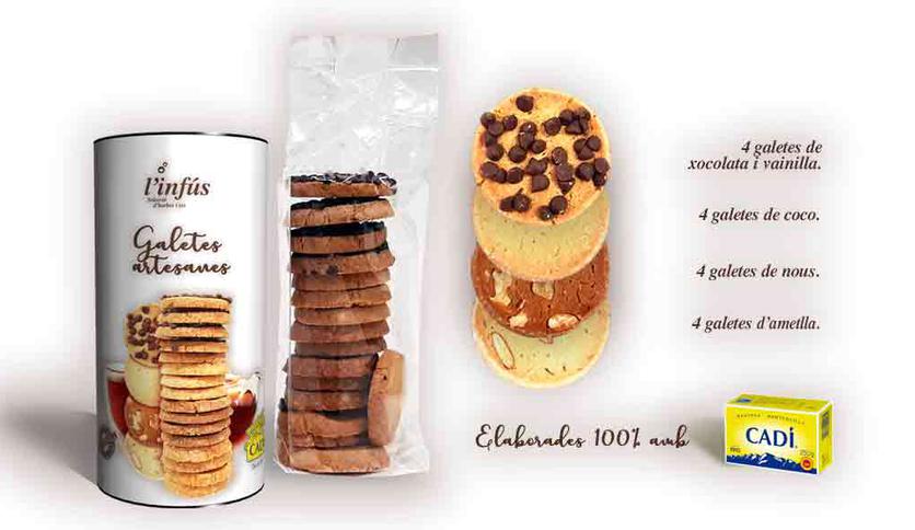 Local products Handmade cookies of Cadí butter. White assortment.